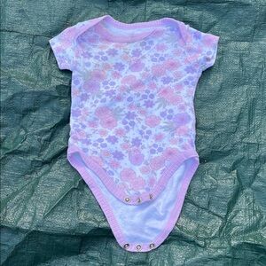 Mon Cheri Pink and Purple Baby Onesie